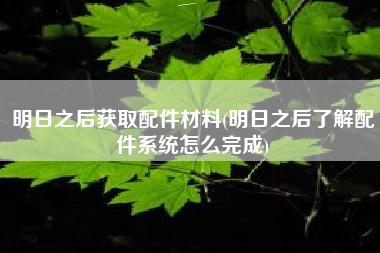 明日之后获取配件材料(明日之后了解配件系统怎么完成)