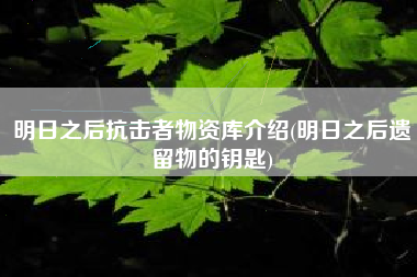 明日之后抗击者物资库介绍(明日之后遗留物的钥匙)