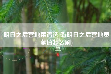 明日之后营地菜谱选择(明日之后营地贡献值怎么刷)