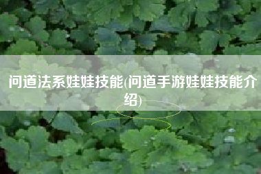 问道法系娃娃技能(问道手游娃娃技能介绍)