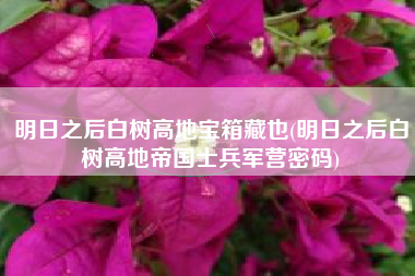 明日之后白树高地宝箱藏也(明日之后白树高地帝国士兵军营密码)