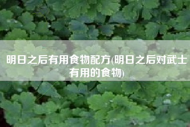 明日之后有用食物配方(明日之后对武士有用的食物)