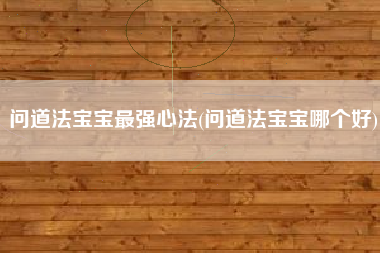 问道法宝宝最强心法(问道法宝宝哪个好)