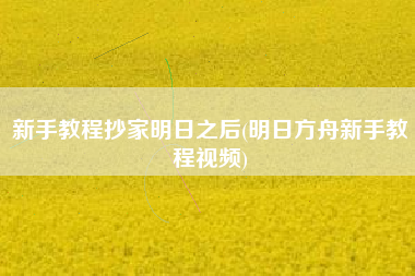 新手教程抄家明日之后(明日方舟新手教程视频)