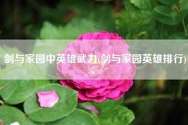 剑与家园中英雄武力(剑与家园英雄排行)