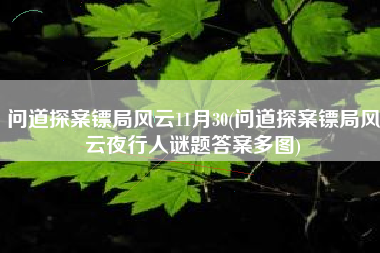问道探案镖局风云11月30(问道探案镖局风云夜行人谜题答案多图)