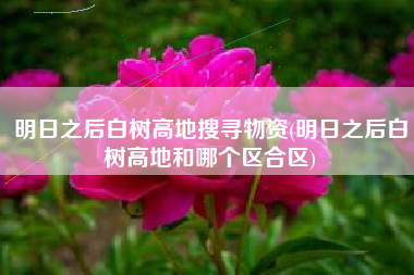 明日之后白树高地搜寻物资(明日之后白树高地和哪个区合区)