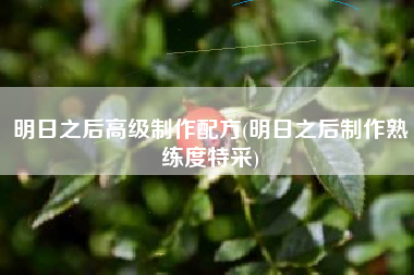 明日之后高级制作配方(明日之后制作熟练度特采)
