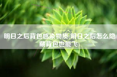 明日之后背包感染物质(明日之后怎么隐藏背包也能飞)