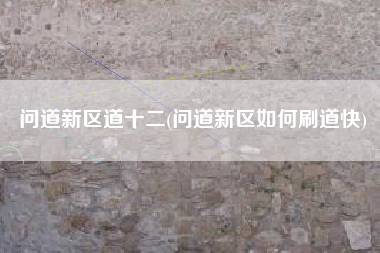 问道新区道十二(问道新区如何刷道快)