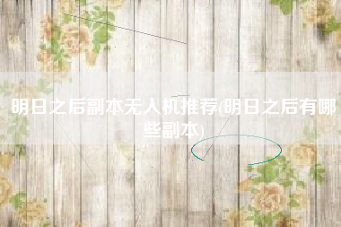 明日之后副本无人机推荐(明日之后有哪些副本)