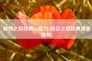 明日之后经典uzi配方(明日之后经典语录语句)