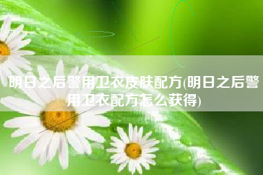 明日之后警用卫衣皮肤配方(明日之后警用卫衣配方怎么获得)