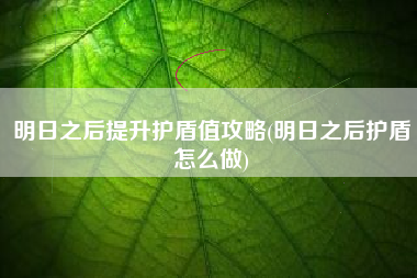 明日之后提升护盾值攻略(明日之后护盾怎么做)