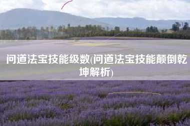 问道法宝技能级数(问道法宝技能颠倒乾坤解析)