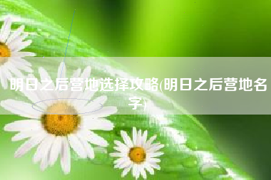 明日之后营地选择攻略(明日之后营地名字)