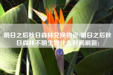 明日之后秋日森林兑换物资(明日之后秋日森林不明生物什么时间刷新)