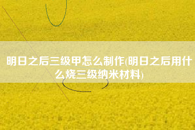 明日之后三级甲怎么制作(明日之后用什么烧三级纳米材料)