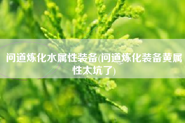 问道炼化水属性装备(问道炼化装备黄属性太坑了)