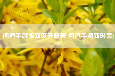 问道手游版新区开服表(问道手游新时装)