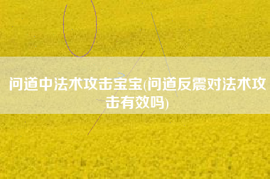 问道中法术攻击宝宝(问道反震对法术攻击有效吗)