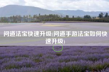 问道法宝快速升级(问道手游法宝如何快速升级)